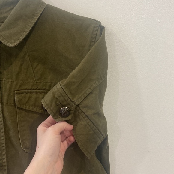 Ralph Lauren Petite Military / Safari Style Short Sleeve Button-Up Top - Picture 5 of 14